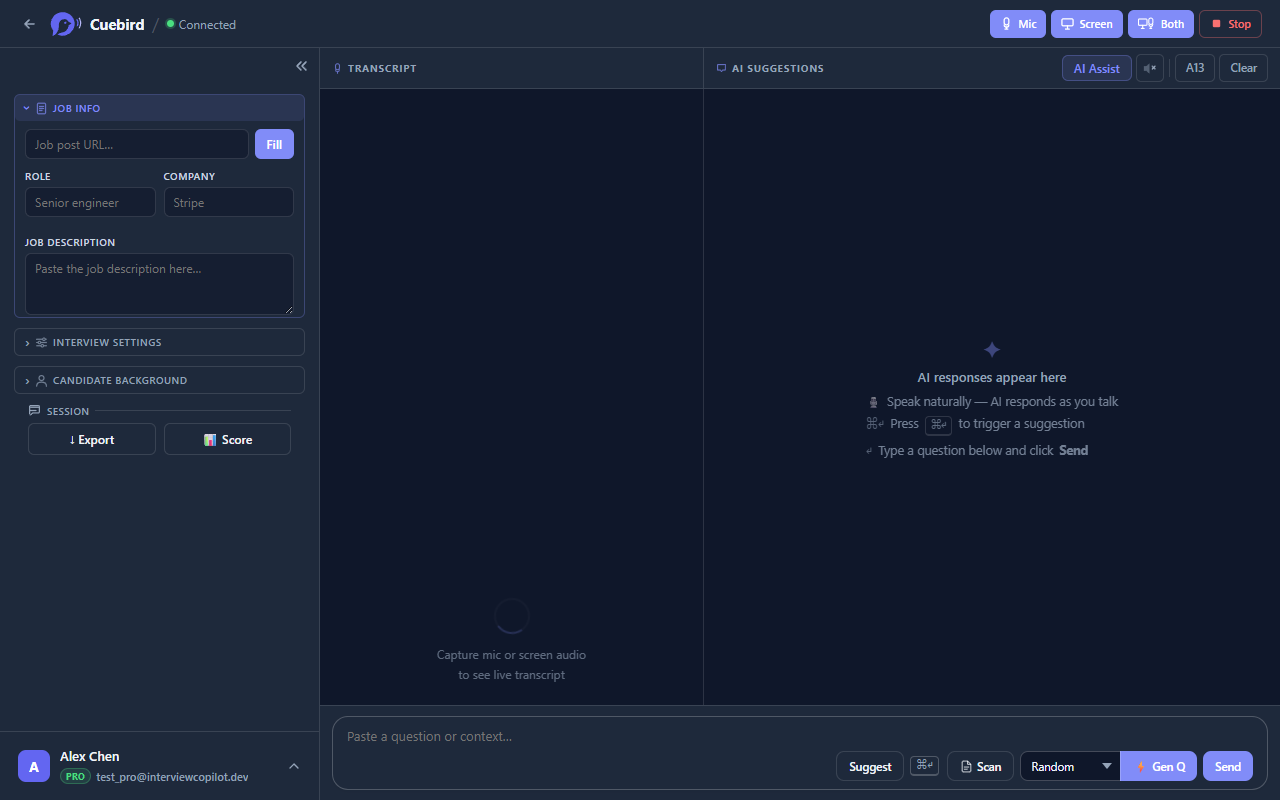 Interview page with Scan button highlighted